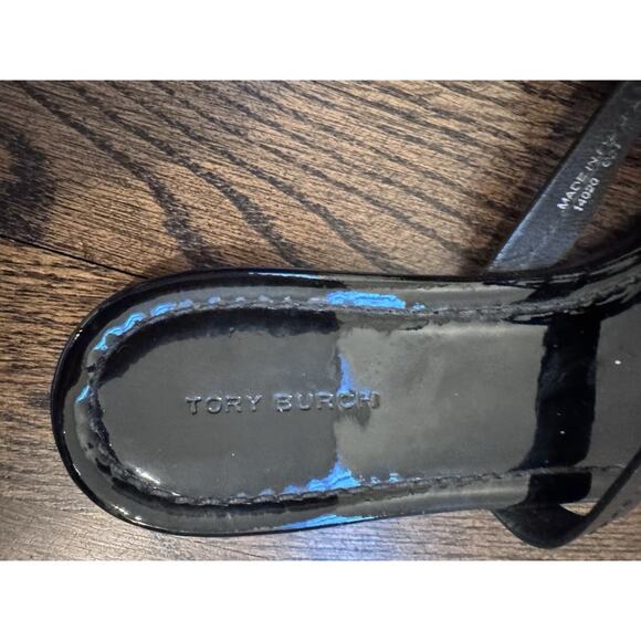 Tory Burch Miller Patent Leather Thong Sandals Black Sz 8.5 - Picture 5 of 15
